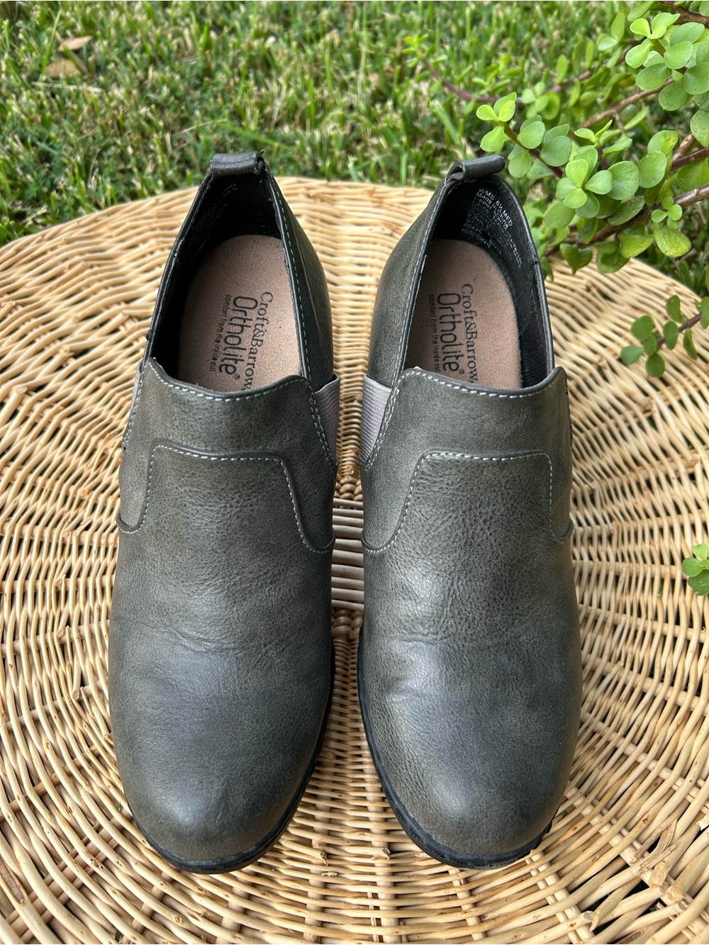croft & barrow Women’s Gray Slip-On Casual Heeled Shoes